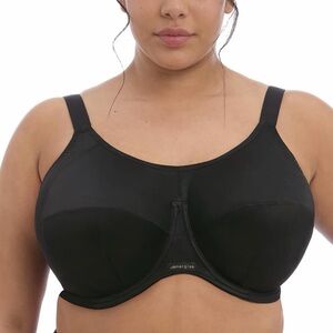 Elomi Energize Black Sports Bra with J Hook Size UK 36H